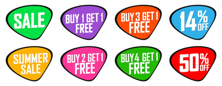 Set of sale and discount labels, badges and stickers. Vector illustration.のイラスト素材