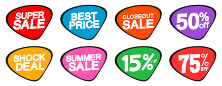 Set of sale labels, stickers, tags and badges. Vector illustrations.のイラスト素材