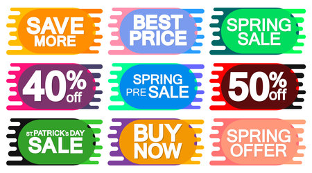 Set of sale stickers, discount tags, labels, badges and design elementsのイラスト素材
