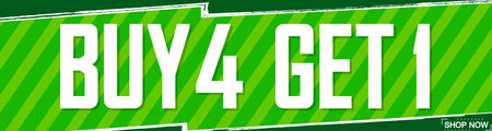 Buy 4 Get 1 Free Green Stripes Banner. Vector Illustrationのイラスト素材