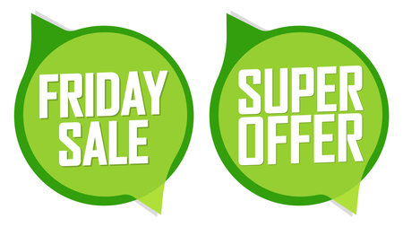 Green friday sale speech bubble set isolated on white background, vector illustrationのイラスト素材