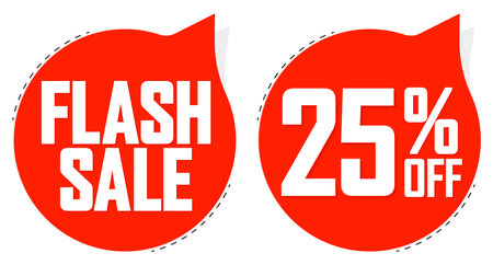 Red sale banners template design, discount tags collection, vector illustration.のイラスト素材