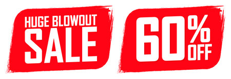 Sale 60% off banners design template, discount tags, vector illustrationのイラスト素材