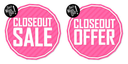Set of sale stickers, labels, tags, banners and badges in pink colors.のイラスト素材