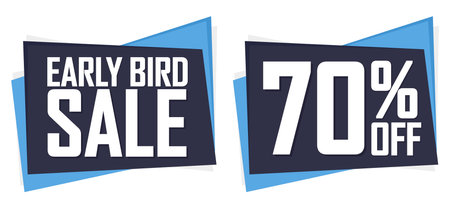 Set of sale banners design template, discount tags. up to 70% off. Vector illustration.のイラスト素材