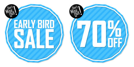 Sale banners design template, discount tags set, up to 70% off. vector illustration.のイラスト素材