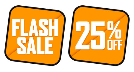 Sale 25 percent off orange banners design template, discount tag, vector illustrationのイラスト素材