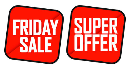 Super sale stickers set. Red and black colors. Vector illustration.のイラスト素材