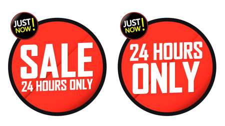 Set of red sale stickers, labels, tags and badges. Vector illustrationのイラスト素材