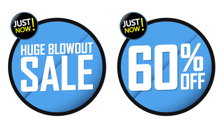 Sale stickers, labels, tags, badges and elements in blueのイラスト素材