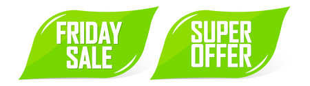 Set of green sale stickers, labels, tags, badges and design elementsのイラスト素材