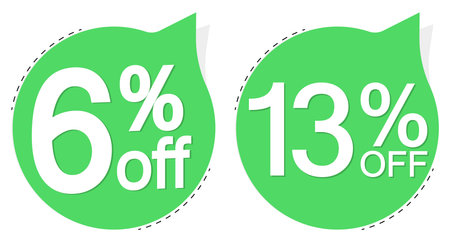 Sale tags set, up to 65% off, vector illustrationのイラスト素材