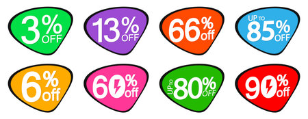 Set of sale labels, stickers, tags and badges. Vector illustration.のイラスト素材