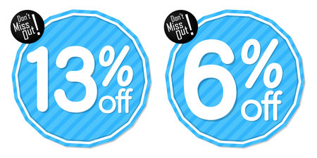 Sale stickers, labels, tags and badges in blue colors.のイラスト素材