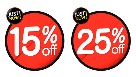 Discount 15% and 25% off. Vector illustration on a white background.のイラスト素材