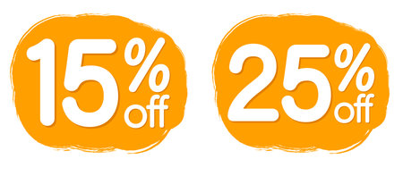 Set of banners with 15 and 25 percent off. Discount offer price tag. Vector illustration.のイラスト素材