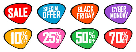 Set of sale stickers. Vector illustration. Design elements for flyers, banners and posters.のイラスト素材