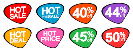 Set of sale labels, badges, stickers and tags. Vector illustration.のイラスト素材