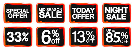 Set of sale banners design template, discount tags. Vector illustration.のイラスト素材