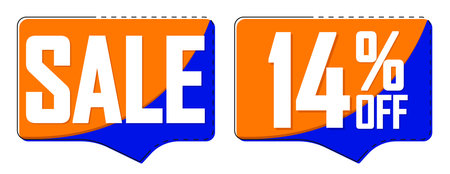 Set Sale 14% off banners, discount tags design template, vector illustrationのイラスト素材