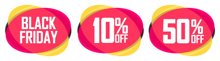Set Black Friday Sale banners design template, discount tags, vector illustrationのイラスト素材