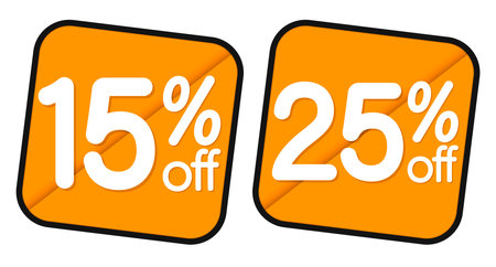 Sale 15 and 25 percent off vector stickers, labels, tags and banners templateのイラスト素材