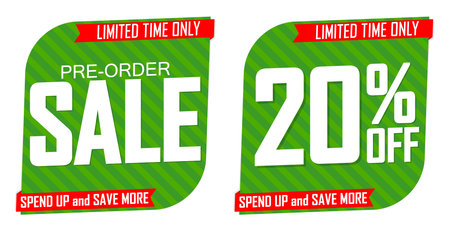 Pre Order Sale banner template design, Big sale special offer up to 20% off. vector illustration.のイラスト素材