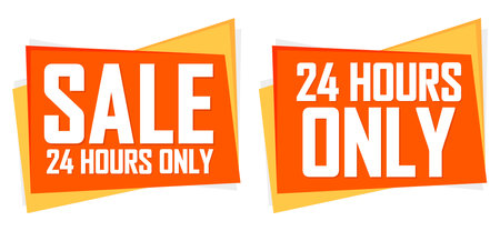Sale 24 hours only banners, discount tags design template, vector illustrationのイラスト素材