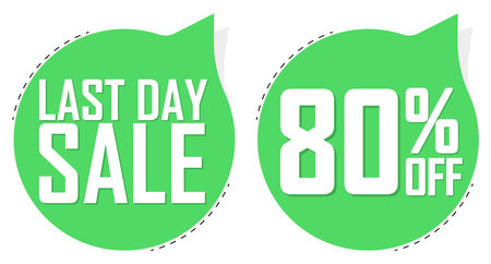 Set of green sale stickers, labels, tags and badges. Vector illustrationのイラスト素材