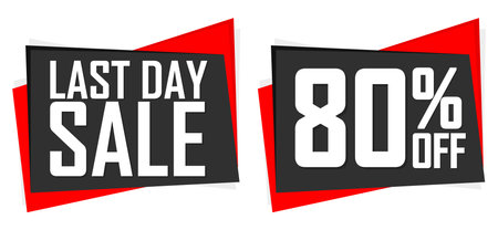 Set Sale 80% off banners, discount tags design template, vector illustrationのイラスト素材
