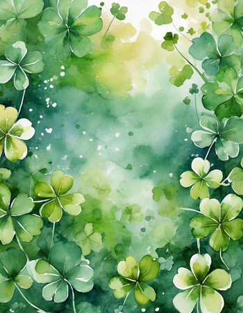 Green clover leaves background. St.Patrick's Day.の素材