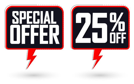 Special Offer, 25% off, sale banners design template, discount tags, vector illustrationのイラスト素材