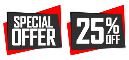 Special Offer, 25% off, sale banners design template, discount tags, vector illustrationのイラスト素材
