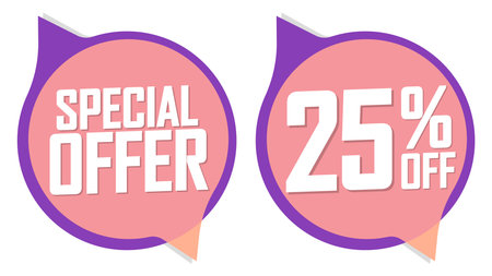 Special Offer, 25% off, sale banners design template, discount tags, vector illustrationのイラスト素材