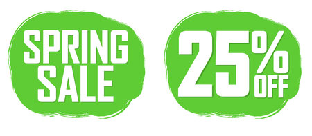 Spring Sale, 25% off, banners design template, discount tags, vector illustrationのイラスト素材