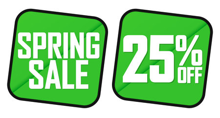 Spring Sale, 25% off, banners design template, discount tags, vector illustrationのイラスト素材