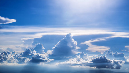 Beautiful clouds in the blue sky background.Sky clouds.Sky with clouds weather nature cloud blueの素材