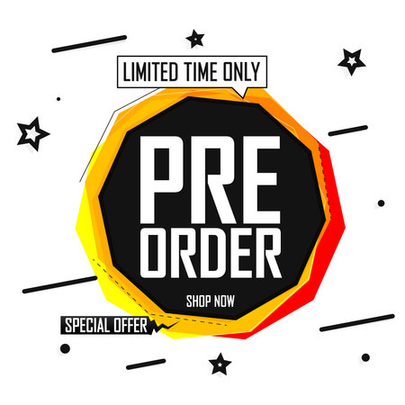 Pre Order Sale speech banner design template or poster for shop and online store vector illustration.のイラスト素材