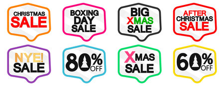 Set of sale stickers, labels, tags and badges in different colorsのイラスト素材