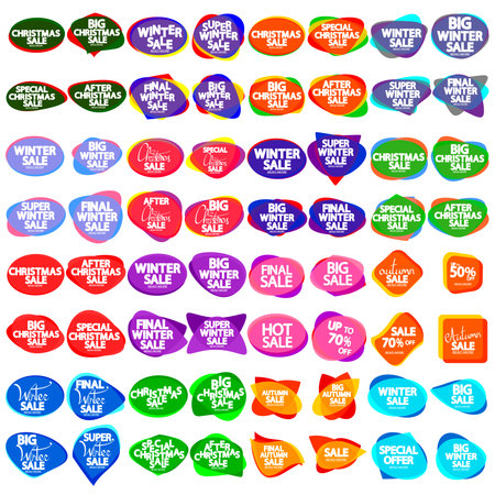 Set of sale stickers, badges, labels and tags. Vector illustrationのイラスト素材