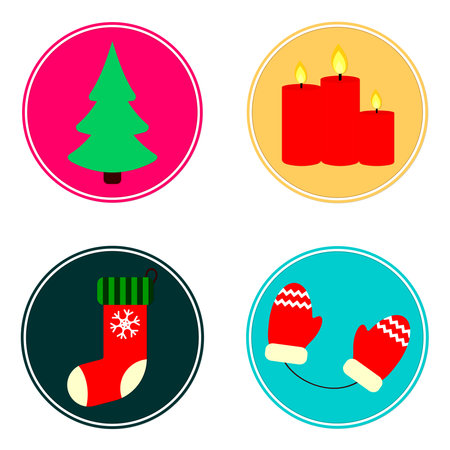 Set of Christmas icons. Vector illustration in flat design style. Eps 10のイラスト素材