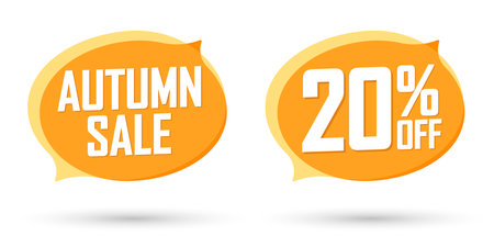 Set of Autumn Sale 20% off banners design template, Fall discount tags, vector illustrationのイラスト素材