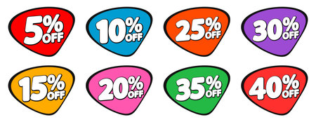 Discount stickers, labels, badges and tags. Vector illustration.のイラスト素材