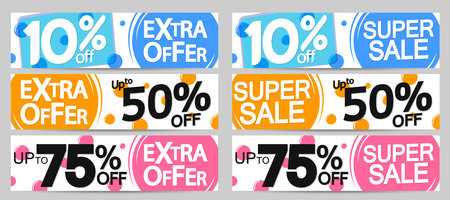 Set of sale banner template design, Big sale special offer up to 75% off. Vector illustration.のイラスト素材