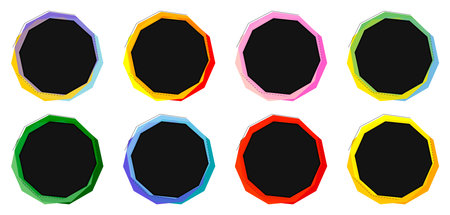 Set of colored hexagon frames on a white background. Vector illustrationのイラスト素材