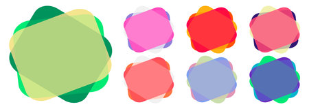 Set of multicolored abstract geometric shapes on a white background. Vector illustrationのイラスト素材