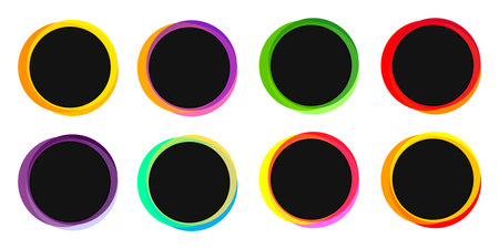 Set of multicolored round frames isolated on white background. Vector illustration.のイラスト素材