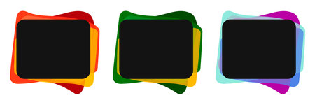 Set of black, red, yellow and green square frames isolated on white backgroundのイラスト素材