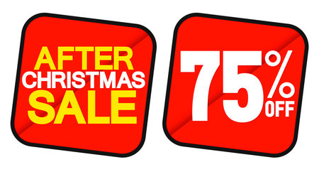 Set of After Christmas sale 75 off banners design template, discount tags. Vector illustration.のイラスト素材