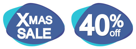 Set of Xmas sale  40 off banners design template, discount tags. Vector illustration.のイラスト素材